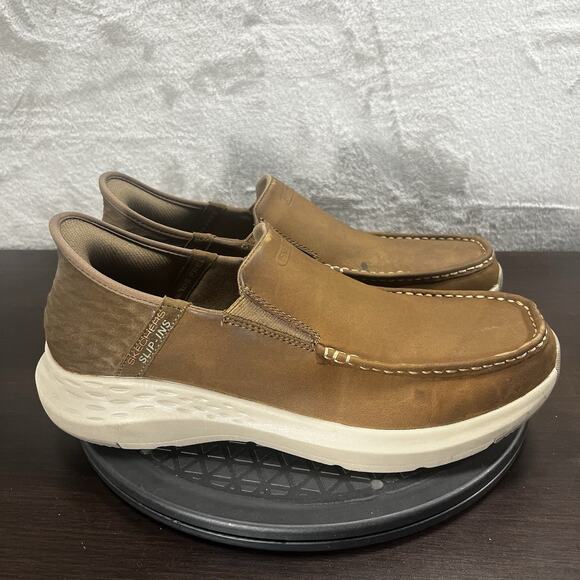 Skechers Mens Size 10 Hands Free Slip-Ins Relaxed Fit Parson Leather Brown - Picture 1 of 13